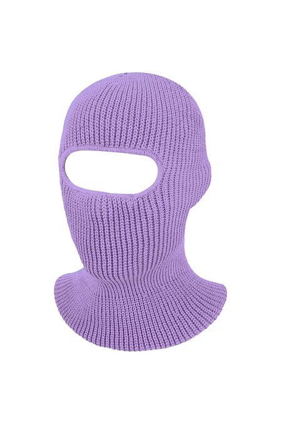 1-Hole Full Face Cover Knitted Balaclava Face Mask Unisex Adult Winter Balaclava Warm Knit Ski Beanie Cap for Outdoor Sports, Purple