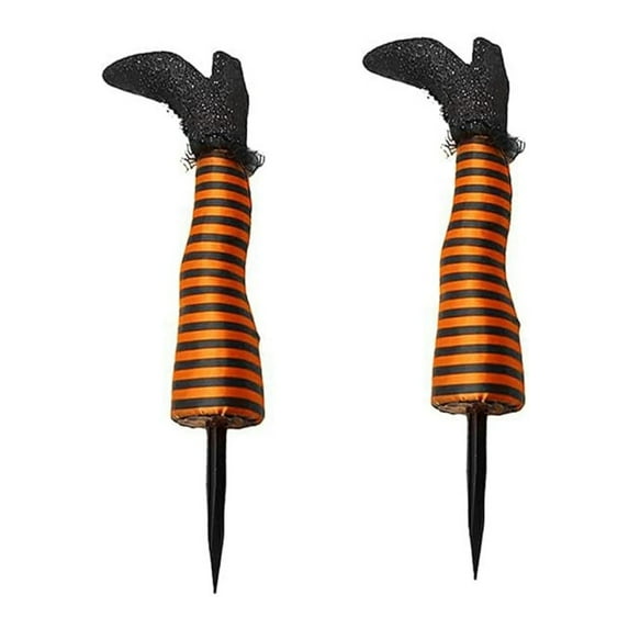 ZOELNIC 1 Pair Halloween Wicked Witch Leg Yard Stakes Witch Leg Garden Stake for Halloween Indoor Outdoor Decor, Orange