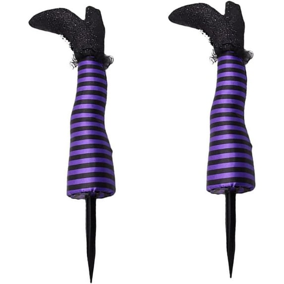 ZOELNIC 1 Pair Halloween Wicked Witch Leg Yard Stakes Witch Leg Garden Stake for Halloween Indoor Outdoor Decor, Purple