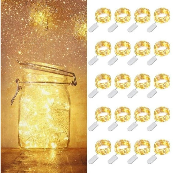ZOELNIC 10 Pack Fairy Lights, Battery 6.6ft 20 LED Mini Waterproof Fairy String Lights Copper Wire Firefly Starry Lights for DIY Wedding Party Mason Jars Crafts Christmas Decor