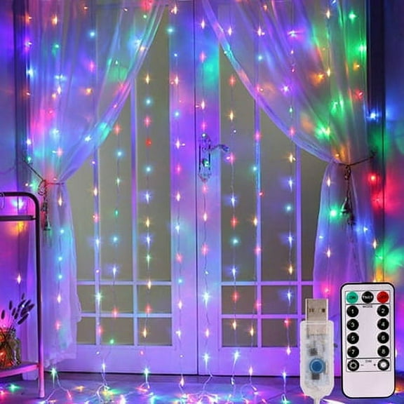 ZOELNIC 100 LED Fairy Curtain String Fairy Light USB String Hanging Lights with Remote Controller, Muticolor