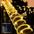 thumbnail image 1 of ZOELNIC 106ft 300LEDs Christmas Solar Powered Rope Tube String Lights Strip Outdoor Garden Xmas Tree Holiday Decor Fairy Lights, Warm White, 1 of 11