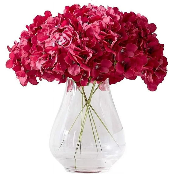 ZOELNIC 10pcs Artificial Flowers Realistic Hydrangea Flowers Bouquet for Wedding Party Office Home Decor,Red