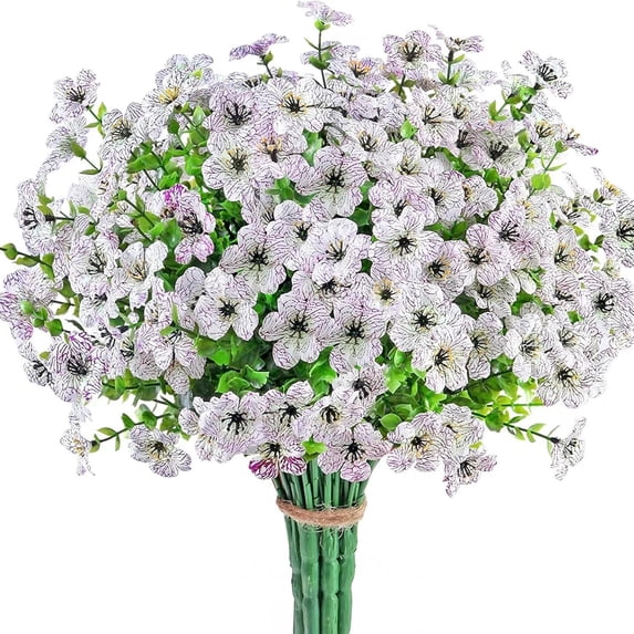 ZOELNIC 12 Bundles Artificial Flowers Fake Flowers Eucalyptus Plants UV Resistant Colorful Silk Plastic Flowers for Home Kitchen Bedroom Wedding Garden Farmhouse Window Box Party Decor