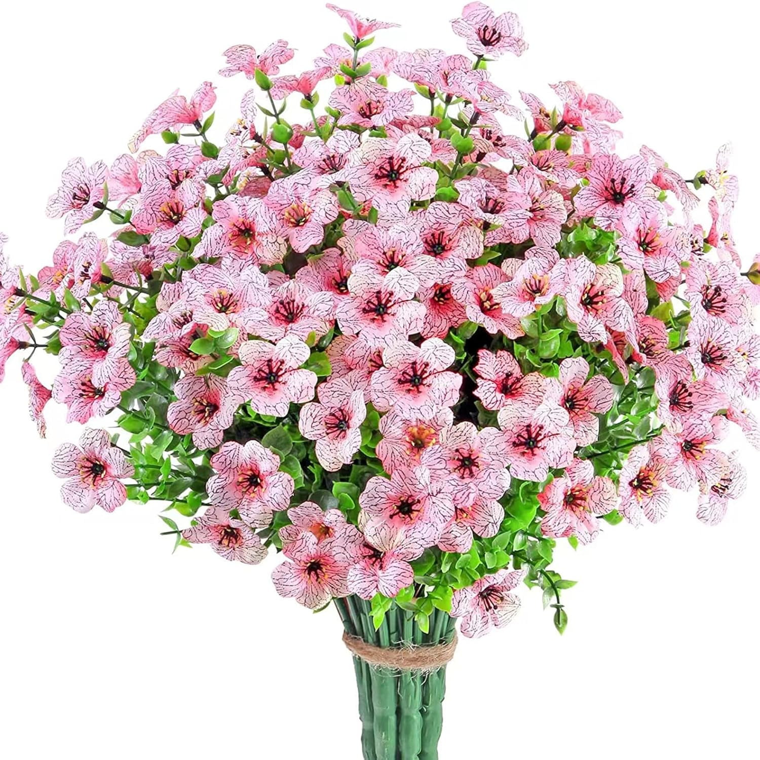 ZOELNIC 12 Bundles Artificial Flowers Fake Flowers Eucalyptus Plants UV Resistant Colorful Silk Plastic Flowers for Home Kitchen Bedroom Wedding Garden Farmhouse Window Box Party Decor