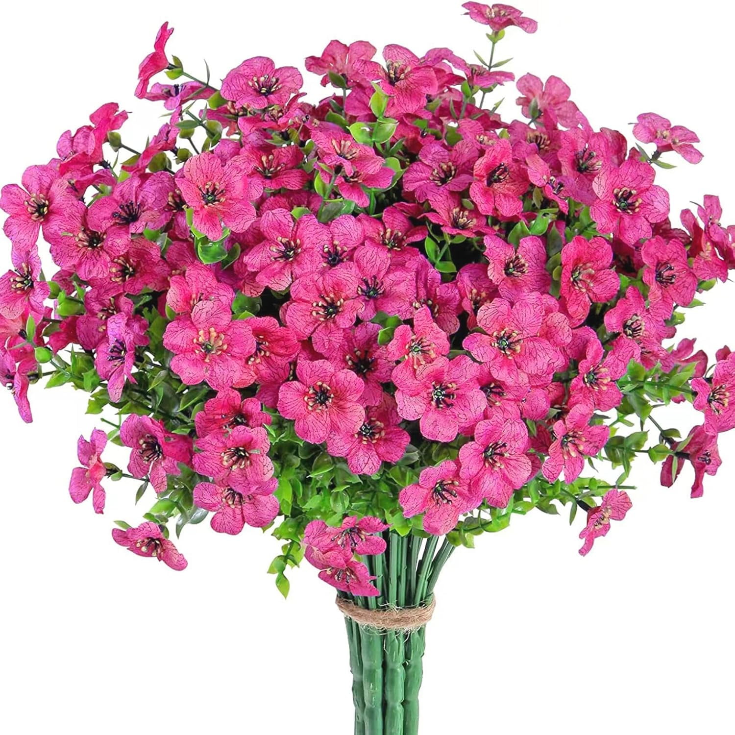 ZOELNIC 12 Bundles Artificial Flowers Fake Flowers Eucalyptus Plants UV Resistant Colorful Silk Plastic Flowers for Home Kitchen Bedroom Wedding Garden Farmhouse Window Box Party Decor