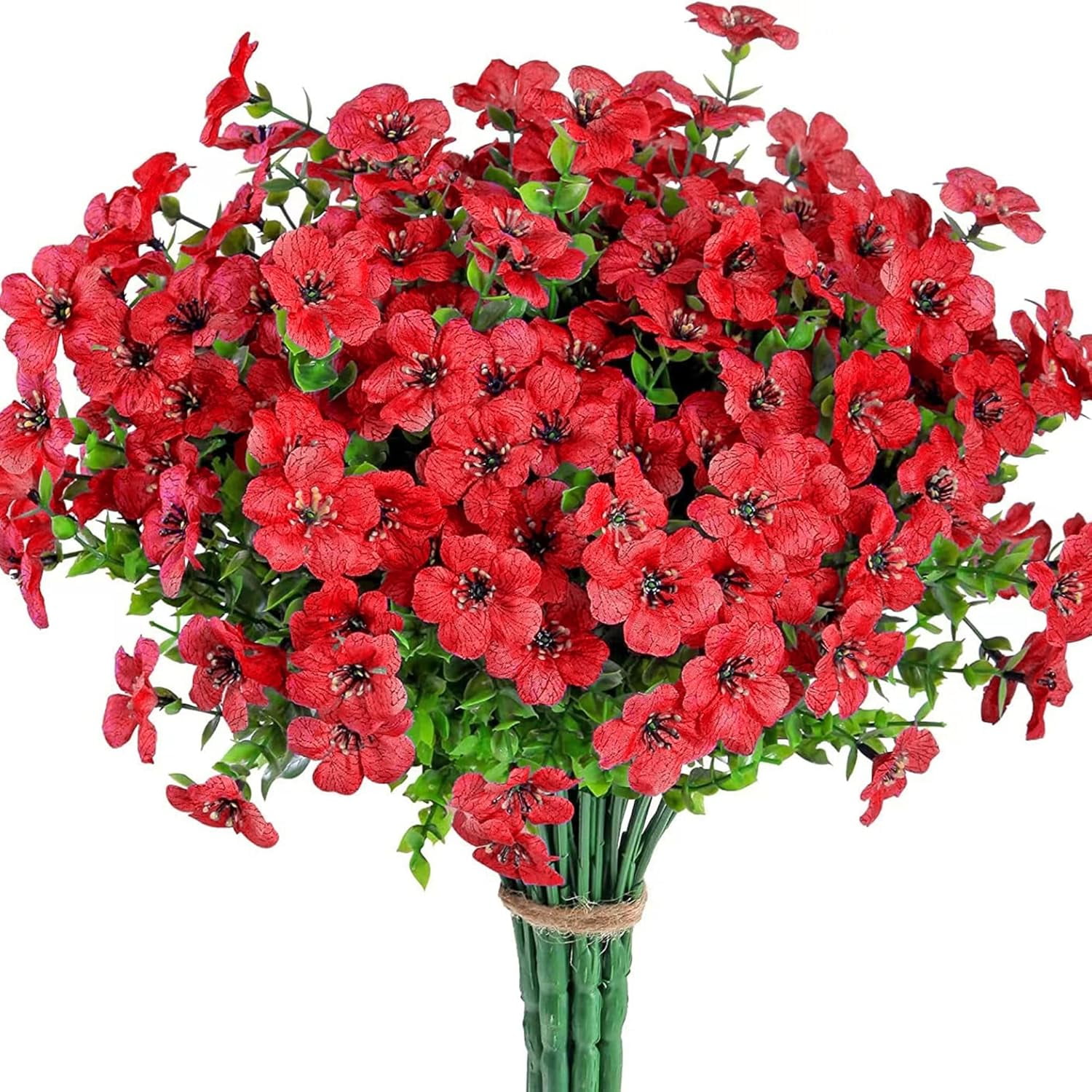 ZOELNIC 12 Bundles Artificial Flowers Fake Flowers Eucalyptus Plants UV Resistant Colorful Silk Plastic Flowers for Home Kitchen Bedroom Wedding Garden Farmhouse Window Box Party Decor