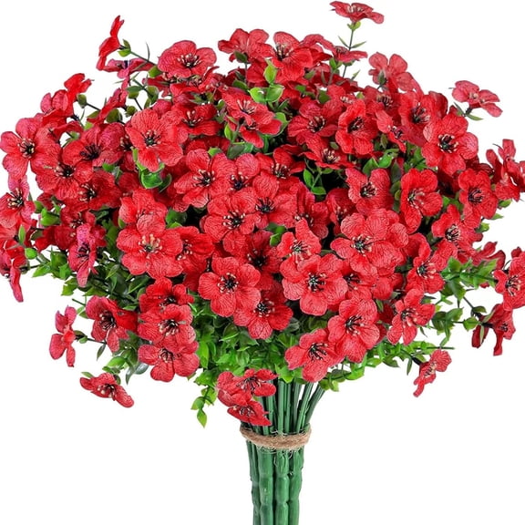 ZOELNIC 12 Bundles Artificial Flowers Fake Flowers Eucalyptus Plants UV Resistant Colorful Silk Plastic Flowers for Home Kitchen Bedroom Wedding Garden Farmhouse Window Box Party Decor