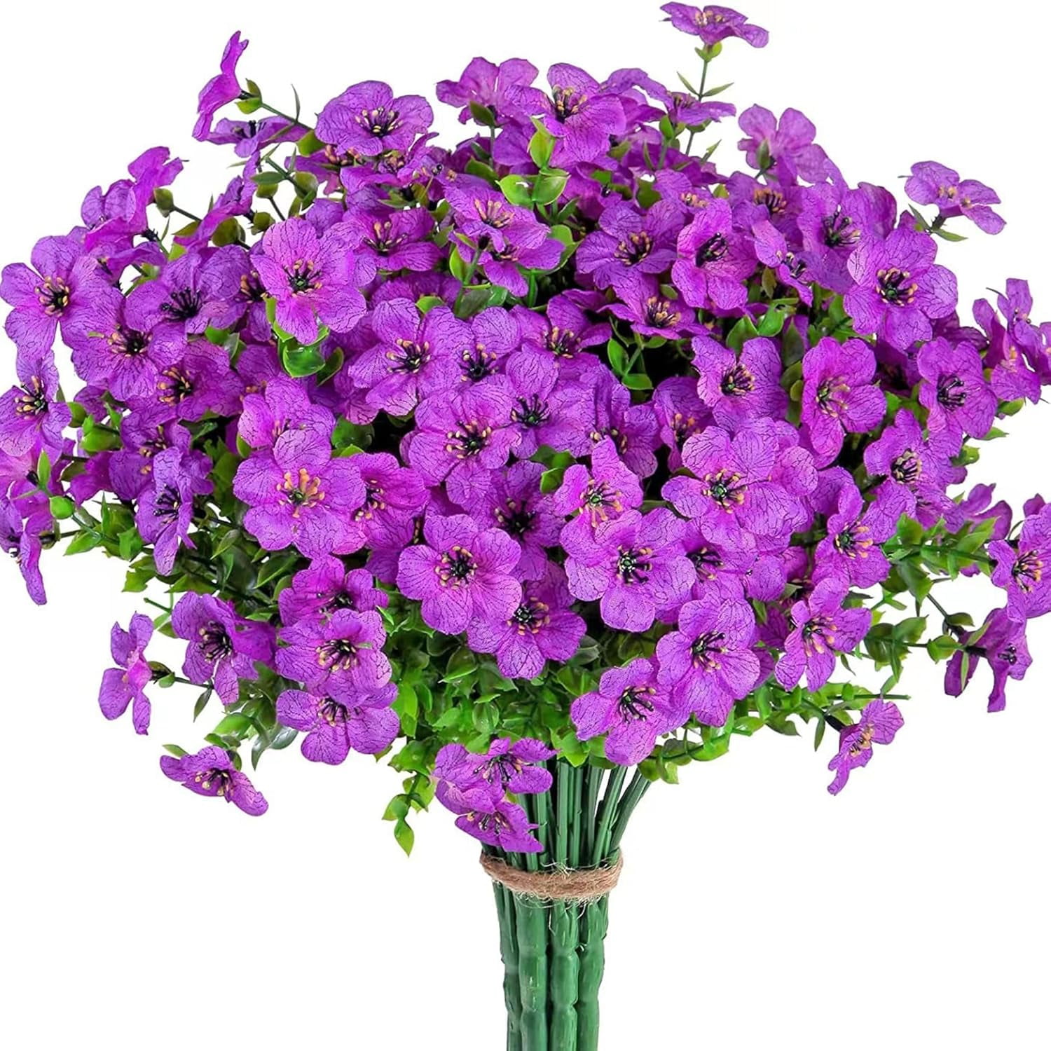 ZOELNIC 12 Bundles Artificial Flowers Fake Flowers Eucalyptus Plants UV Resistant Colorful Silk Plastic Flowers for Home Kitchen Bedroom Wedding Garden Farmhouse Window Box Party Decor