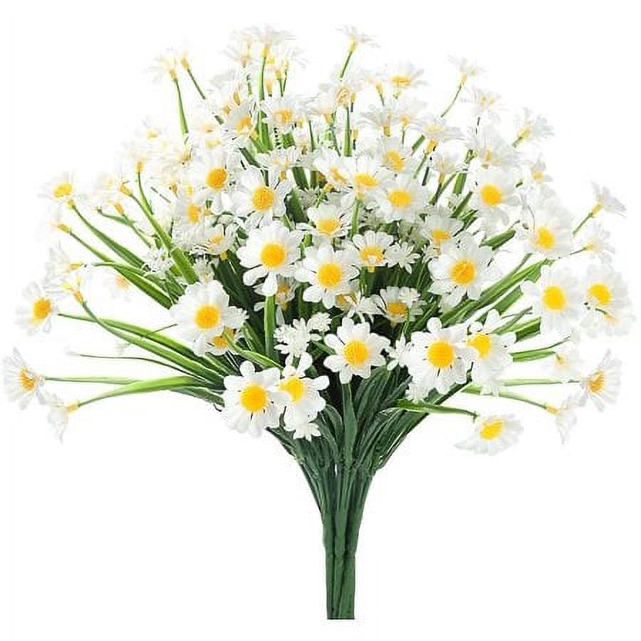 ZOELNIC 12 Bundles Artificial Flowers Outdoor Fake Flowers for Decoration UV Resistant No Fade Faux Plastic Plants Garden Porch Window Box Decor, White