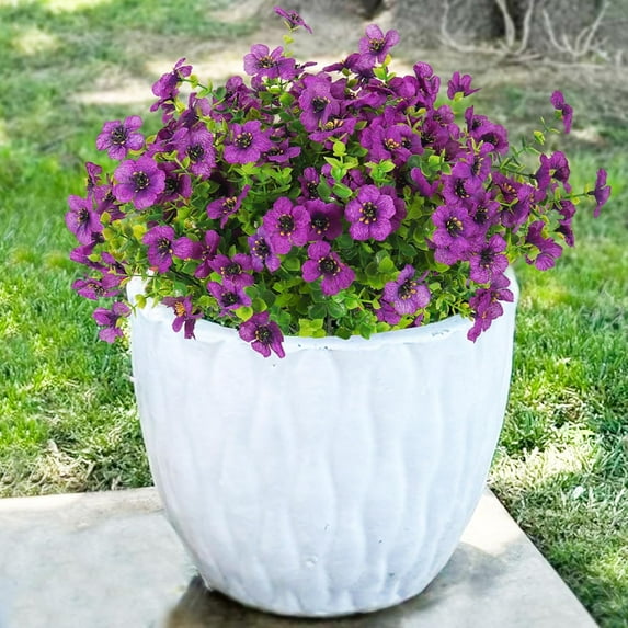 ZOELNIC 12 Bundles Artificial Violet Flowers Outdoor UV Resistant Fake Flowers No Fade Plastic Plants Garden Porch Window Box Decorating