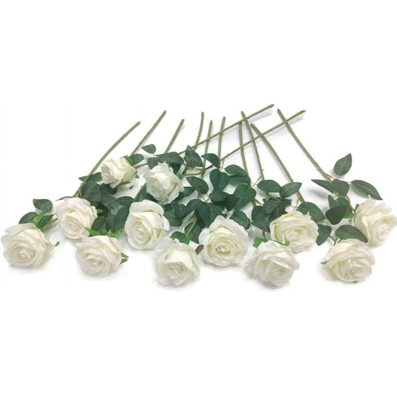 ZOELNIC 12 PCS Artificial Flowers Roses Silk Flowers Fake Long Stem Artificial Roses for Home Wedding Bathroom Kitchen Decorations