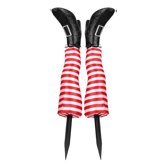 ZOELNIC 1Pair Halloween Witch Legs Yard Stake Decoration,18'' Upright Witch Leg Halloween Witch Decorations Legs for Courtyards,Lawns Home Decorations
