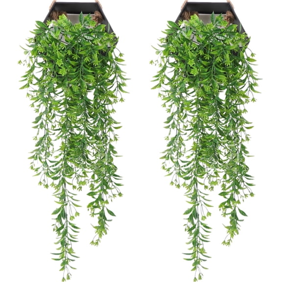 ZOELNIC 2PCS Artificial Flowers Silk Fake Ivy Leaves Hanging Vine Ivy Plants Leaf Garland for Wedding Party Garden Home Wall Decor (Green)
