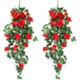 thumbnail image 1 of ZOELNIC 2PCS Artificial Hanging Flowers 3.3Ft Artificial Rose Vine Hanging Plants Artificial Flower for Home Room Garden Wedding Indoor Outdoor Decoration, Bright Red, 1 of 11