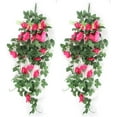 thumbnail image 1 of ZOELNIC 2PCS Artificial Hanging Flowers 3.3Ft Artificial Rose Vine Hanging Plants Artificial Flower for Home Room Garden Wedding Indoor Outdoor Decoration, Red, 1 of 11