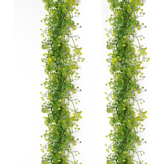 ZOELNIC 2Pcs Faux Garland Plant Fake Vines, 5.6FT Artificial Hanging Eucalyptus Leaves Greenery Vines for Wedding Backdrop Arch Wall Party Home Bedroom Decor Indoor Outdoor (Yellow)