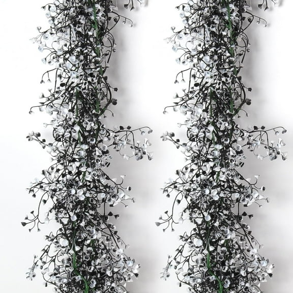 ZOELNIC 2Pcs Faux Garland Plant Fake Vines, 5.6FT Artificial Hanging Eucalyptus Leaves Greenery Vines for Wedding Backdrop Arch Wall Party Home Bedroom Decor Indoor Outdoor (Black White)