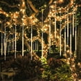 thumbnail image 1 of ZOELNIC 30CM 8 Tubes 192 LED Meteor Shower Rain Lights Waterproof Falling String Lights for Wedding Party Christmas New Year Decoration Warm White, 1 of 5