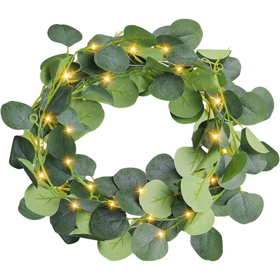 ZOELNIC 50 LED Artificial Eucalyptus Garland Greenery Warm White Greenery Vines Plants for Wedding Wall Garden Party Home Spring Decoration