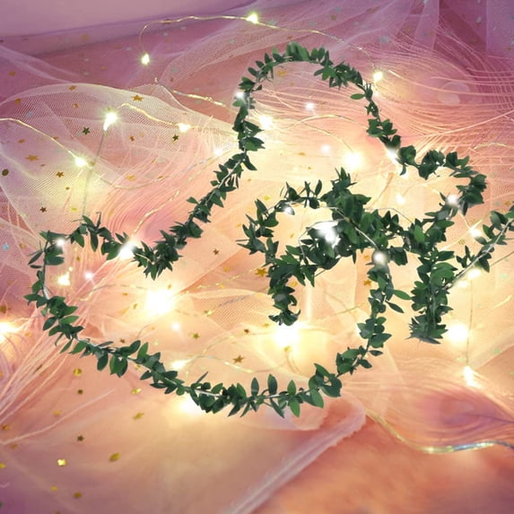 ZOELNIC 50LED Tiny Leaf Garland Battery Operated Vine String Light Wedding Party Christmas Holiday Patio Decoration