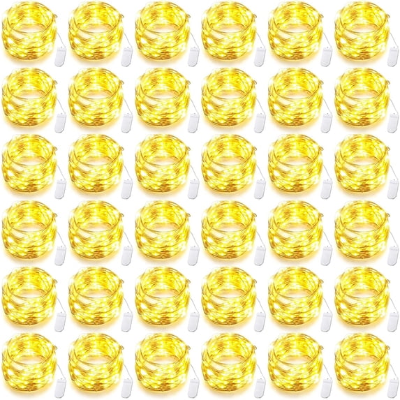 ZOELNIC 50Pcs 6.6ft 20LED Fairy Lights Battery Operated Tiny Lights Small String Lights for Jars Starry Waterproof String Lights for DIY Wedding Party Holiday (Warm White)