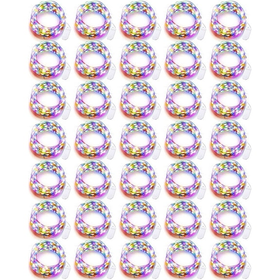 ZOELNIC 50Pcs 6.6ft 20LED Fairy Lights Battery Operated Tiny Lights Small String Lights for Jars Starry Waterproof String Lights for DIY Wedding Party Holiday (Colorful)
