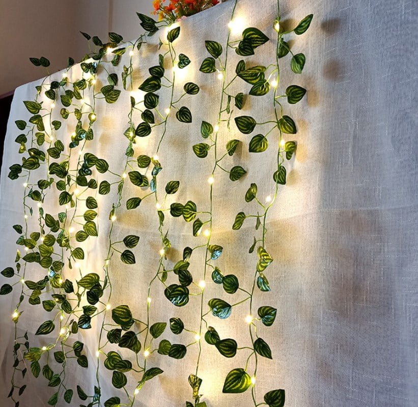 ZOELNIC 5M Green Watermelon Leaf Vine Fairy Light String,Artificial