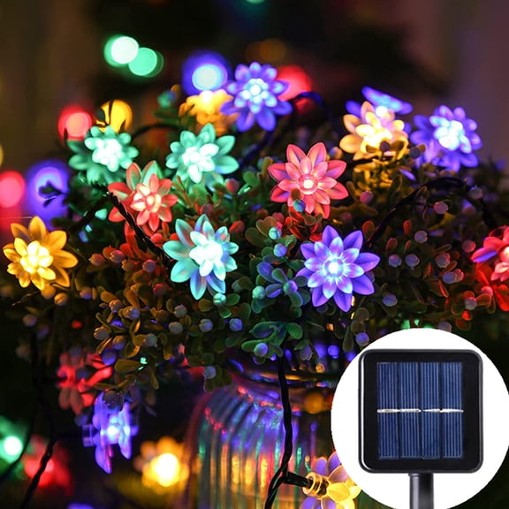 ZOELNIC 5m 20LEDs Solar Lotus String Lights, Outdoor Flower Decoration Lamp, Waterproof Water Lily Fairy Lights for Garden Spring Yard Lawn Tree Holiday Party Decor