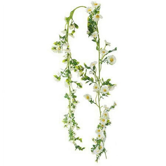 ZOELNIC 6.9ft Pastoral Style Artificial Daisy Vine Hanging Simulation Flower Rattan 1pcs Light White