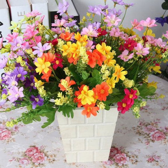 ZOELNIC 6 Bouquet 28 Heads Artificial Fake Daisy Flower Home Coffee Shop Wedding Decor