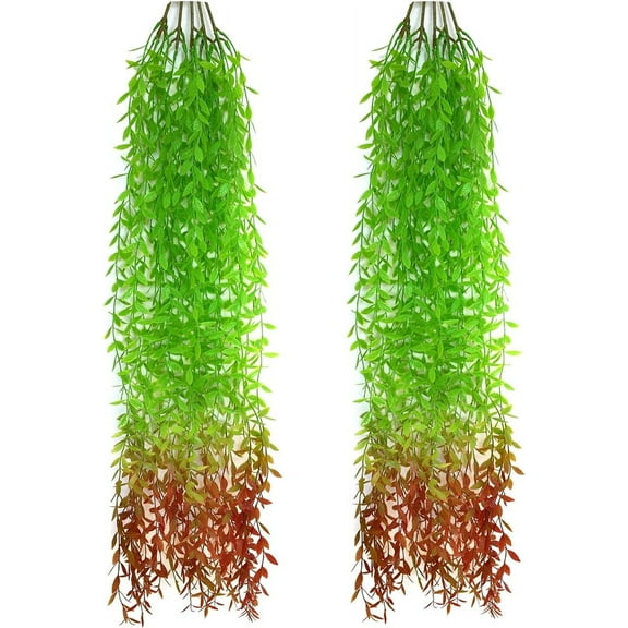ZOELNIC 6PCS Artificial Hanging Vines, Fake Greenery Weeping Willow Plants Green Leaves Vine for Wedding Party Indoor Outdoor Home Garden Balcony Patio Planter DIY Ivy Decoration (Red)