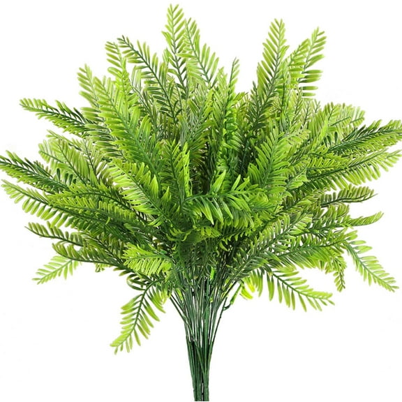 ZOELNIC 6Pcs Artificial Fern Plants Greenery UV Resistant Fake Plants Greenery for Hanging Planter Front Porch Garden Sidewalk Farmhouse Outdoors Decoration