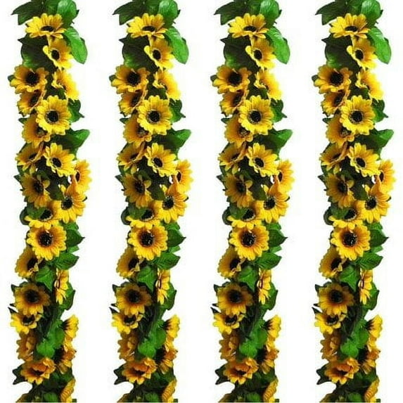ZOELNIC 7.2ft/pc Artificial Sunflower Garland Sunflower Heads Silk Flower Ivy Vine Garland Sunflower Decor for Home Kitchen Wedding Arch Baby Shower Decor