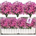 thumbnail image 1 of ZOELNIC 8 Bundles Artificial Daisy Flowers Outdoor Autumn Decoration UV Resistant Fake Flowers Faux Plastic Greenery Shrub Plant Indoor Outside Hanging Home Garden Window Porch Box Decor (Red Lotus), 1 of 7