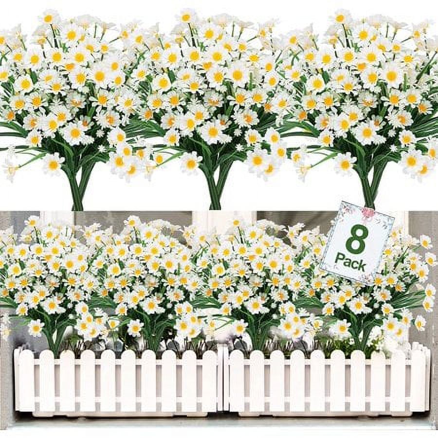 ZOELNIC 8 Bundles Artificial Daisy Flowers Outdoor Autumn Decoration UV ...