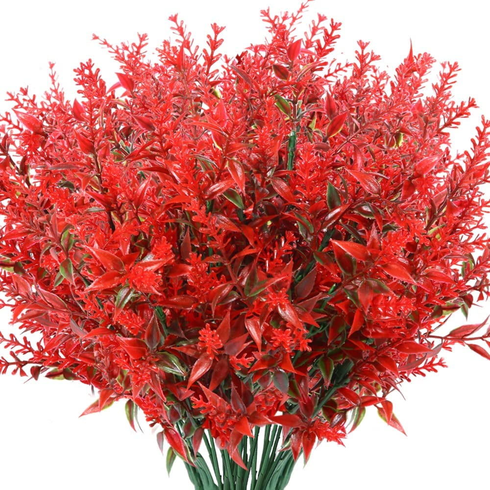 ZOELNIC 8 Bundles Artificial Flowers Fake Outdoor Plants Faux UV ...