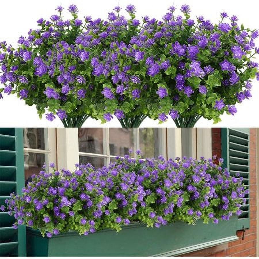 ZOELNIC 8 Bundles Artificial Flowers No Fade Faux Plants Indoor Outdoor ...