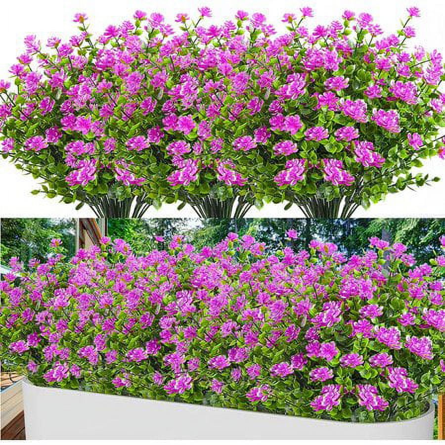ZOELNIC 8 Bundles Outdoor Artificial Flowers UV Resistant Fake Boxwood ...