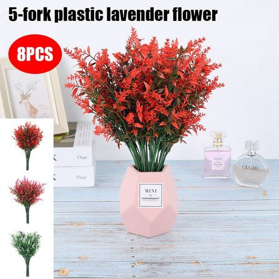 ZOELNIC 8 Bundles Outdoor Artificial Lavender Fake Flowers UV Resistant ...