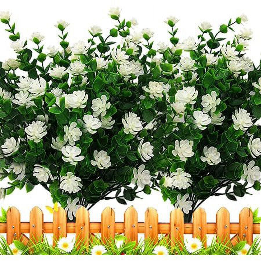 WASHJXC 28 Bundles Artificial Flower Plants Outdoor Decoration,Fake Flower  Plastic Spring Flowers UV Resistant Greenery 7 Colors Bulk Faux Plant for