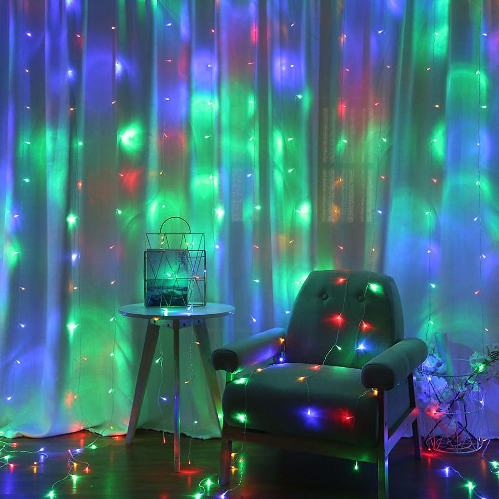 ZOELNIC 9.8ft x 9.8ft Curtain String Fairy Lights, 300LEDs Lights for