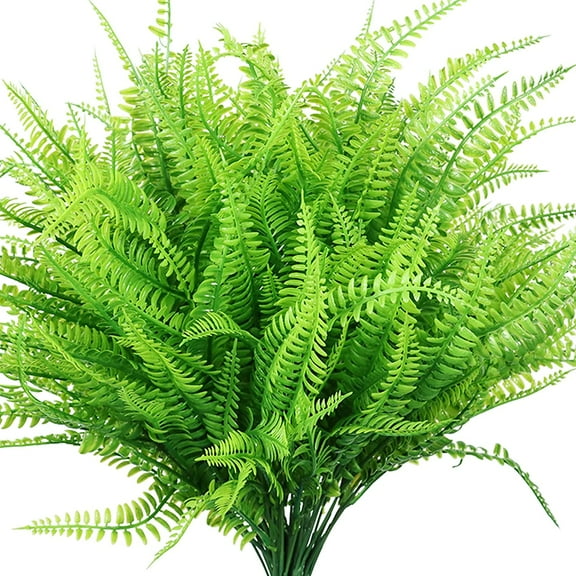 ZOELNIC Artificial Boston Fern Plants Bushes Artificial Shrubs Greenery for House Plastic Outdoor UV Garden Resistant Office Garden Indoor Decor (Pack of 4)