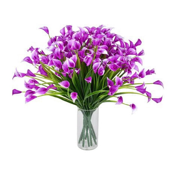 ZOELNIC Artificial Calla Lily, 8 Bundles Rose Red Faux Fake Plants Spring Plastic Flowers, Rose Red