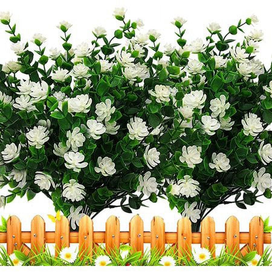 ZOELNIC Artificial Flowers Outdoors Fake UV Resistant Plastic Plants, 8 ...