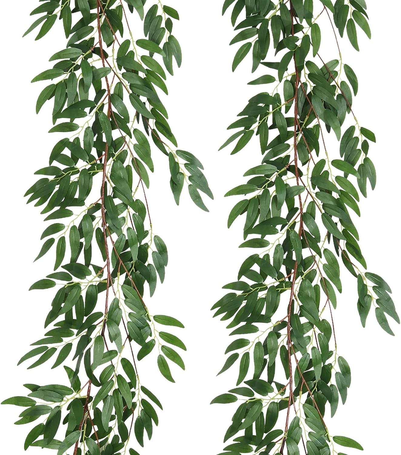 ZOELNIC Artificial Hanging Willow Vine Twigs 2Pcs 5.7Ft Fake Greenery Vines for Room Wedding Farmhouse Table Runner Doorways Indoor Outdoor Decor