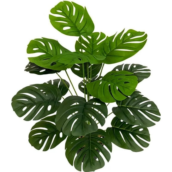 ZOELNIC Artificial Monstera Plants, Fake Tropical Turtle Leaf Greenery Decor Plant Faux Palm Tree Leaves Stems for Outdoor Indoor Decor Home Garden Party Wedding Bedroom Room Office Decoration 1 Pack