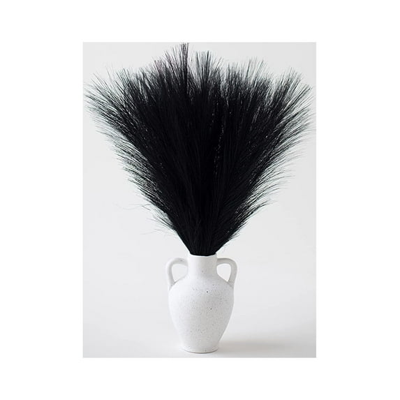 ZOELNIC Artificial Pampas Grass Faux 17" 6 Stems Artificial Floral Dried Pampas Grass Plant for Wedding Floor Office Boho Farmhouse Room, Black
