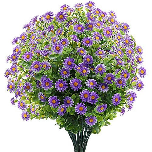 ZOELNIC Artificial Plants & Flowers 6 Bundles Artificial Wild Flowers Daisy Faux Wildflowers Greenery Shrubs Plants for Hanging Planter, Window Box Pot