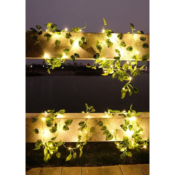 ZOELNIC Artificial Plants String Light Green Leaf Ivy Vine Fairy Light Battery String Leaves Lamp Garland DIY Hanging Lighting, 2M 20LED